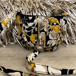 VERA BRADLEY Magnolia Little Lizzy Crossbody Black Yellow White
